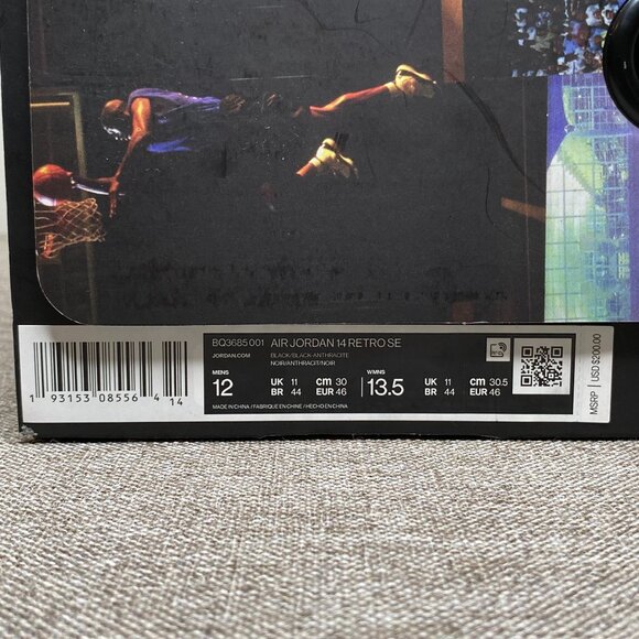 Nike Jordan 14 Retro SE Sneaker Shoe Men's 12 Black Anthracite BQ3685-001 - Picture 13 of 16